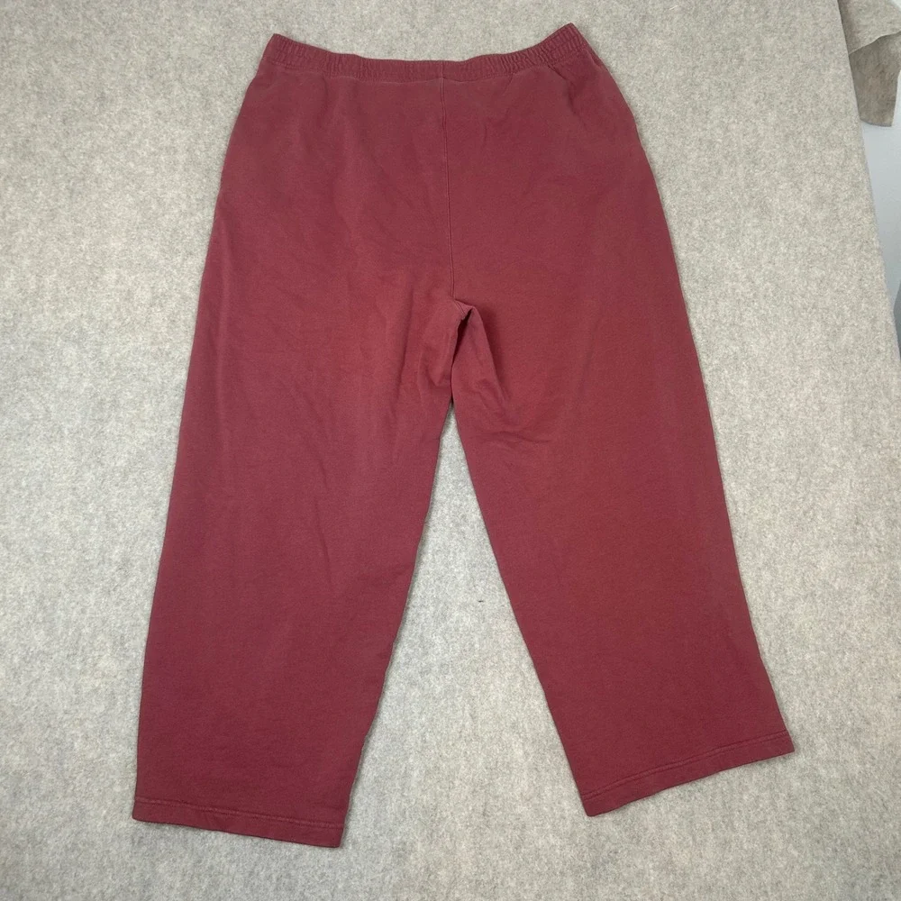 Reebok Sweatpants Men 1X Maroon Red Fleece Crop Side Slit Athletic